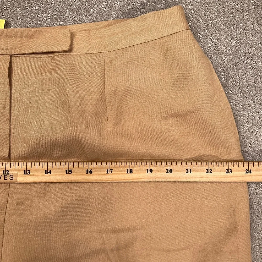 Kasper‎ 3 Pc Pant Suit Women 18 Tan Embroidered Career Lightweight Linen Summer